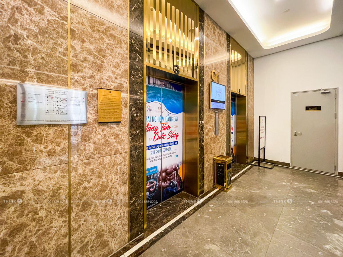 Khu vực sảnh thang máy Sun Grand City