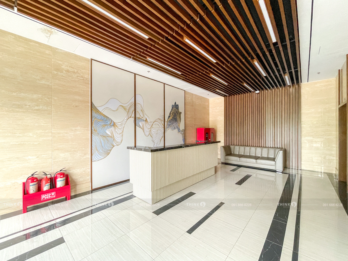 Khu vực sảnh lễ tân văn phòng toà nhà Vinhomes West Point