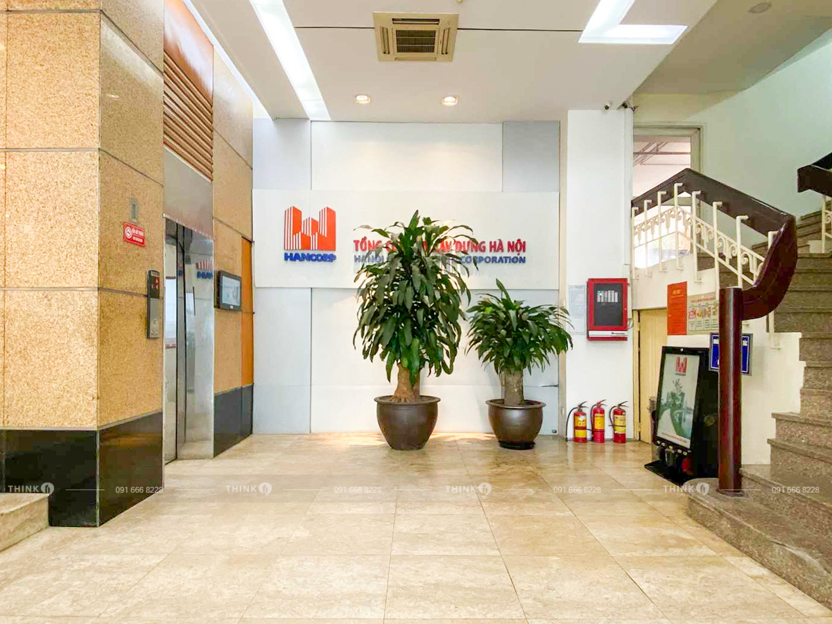 Khu vực sảnh thang máy văn phòng toà nhà Hancorp Building 57 Quang Trung