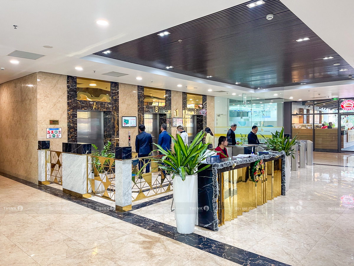 Khu vực sảnh văn phòng toà nhà Gold Tower