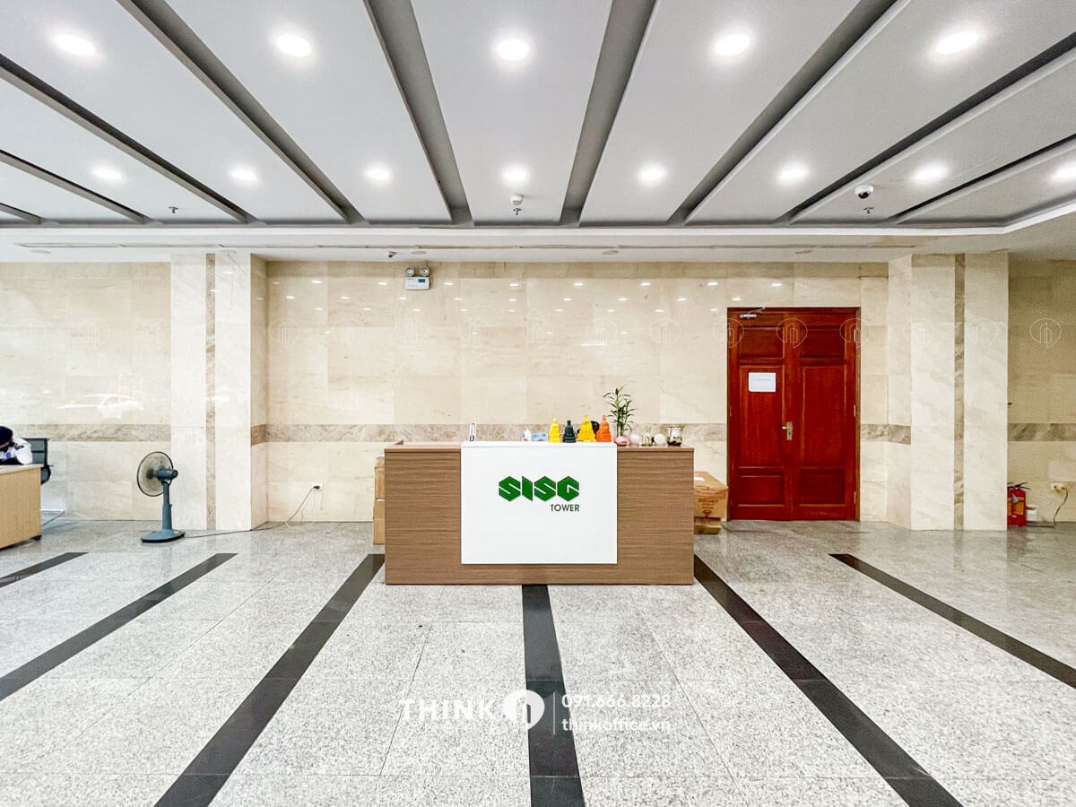 Khu vực quầy lễ tân văn phòng toà nhà SISC Tower
