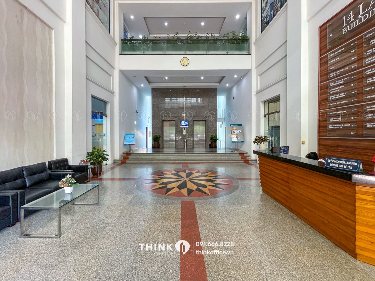 Sảnh chính văn phòng tại toà nhà Hanco 3 Building 14 Láng Hạ