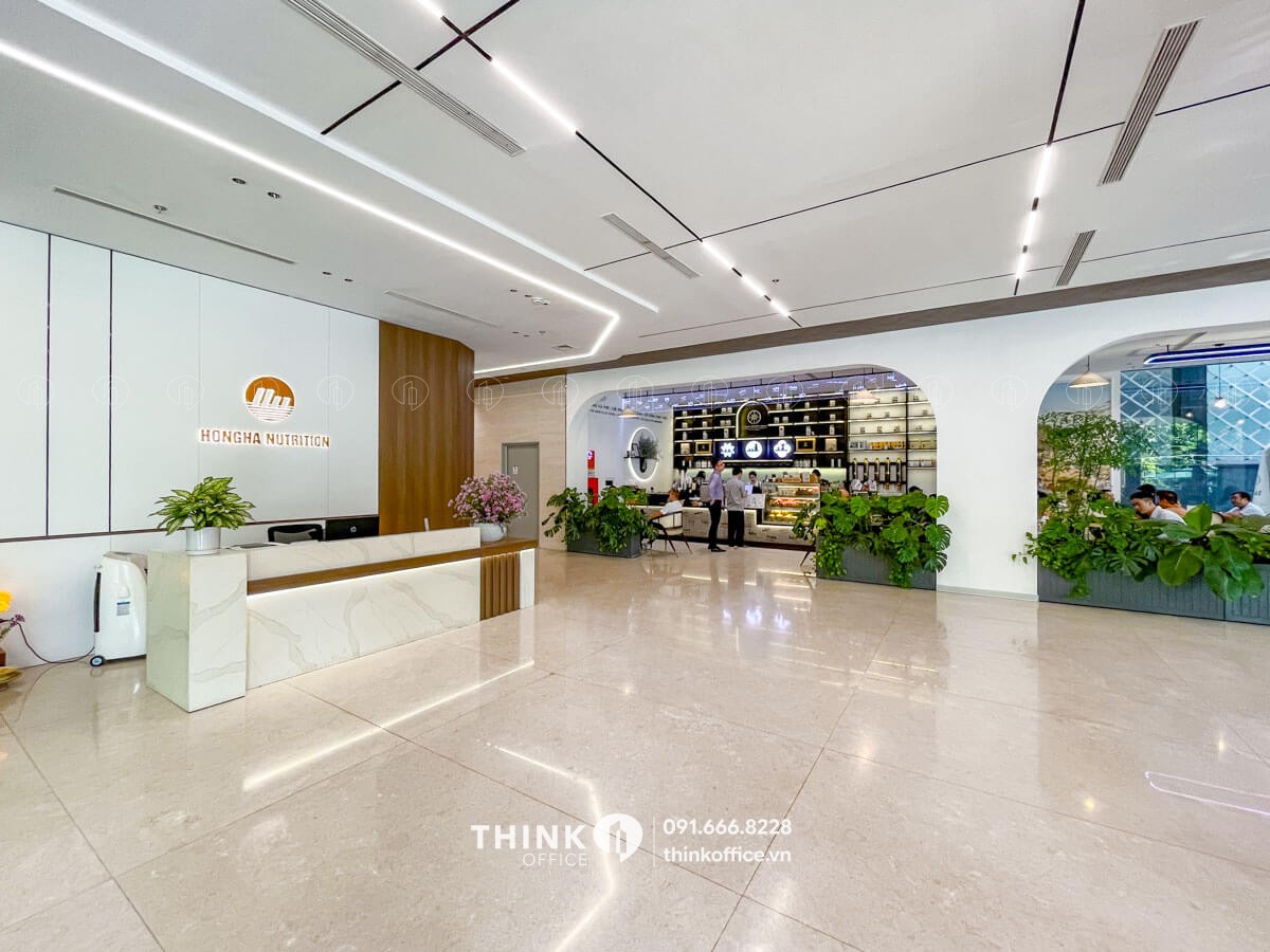 Khu vực cafe tại sảnh chính toà nhà Hồng Hà Nutrition Tower Dịch Vọng Hậu