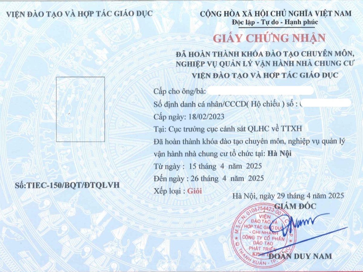 chứng chỉ quản lý vận hành tòa nhà
